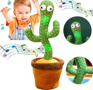 Дитяча іграшка Кактус повторюшка, Музична плюшева іграшка, що танцює кактус з LED-підсвіткою