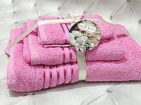 Набор махровых полотенец 3 шт Турция цвет розовый