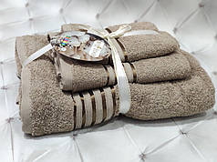 Набір махрових рушників 3 шт Туреччина колір кавовий