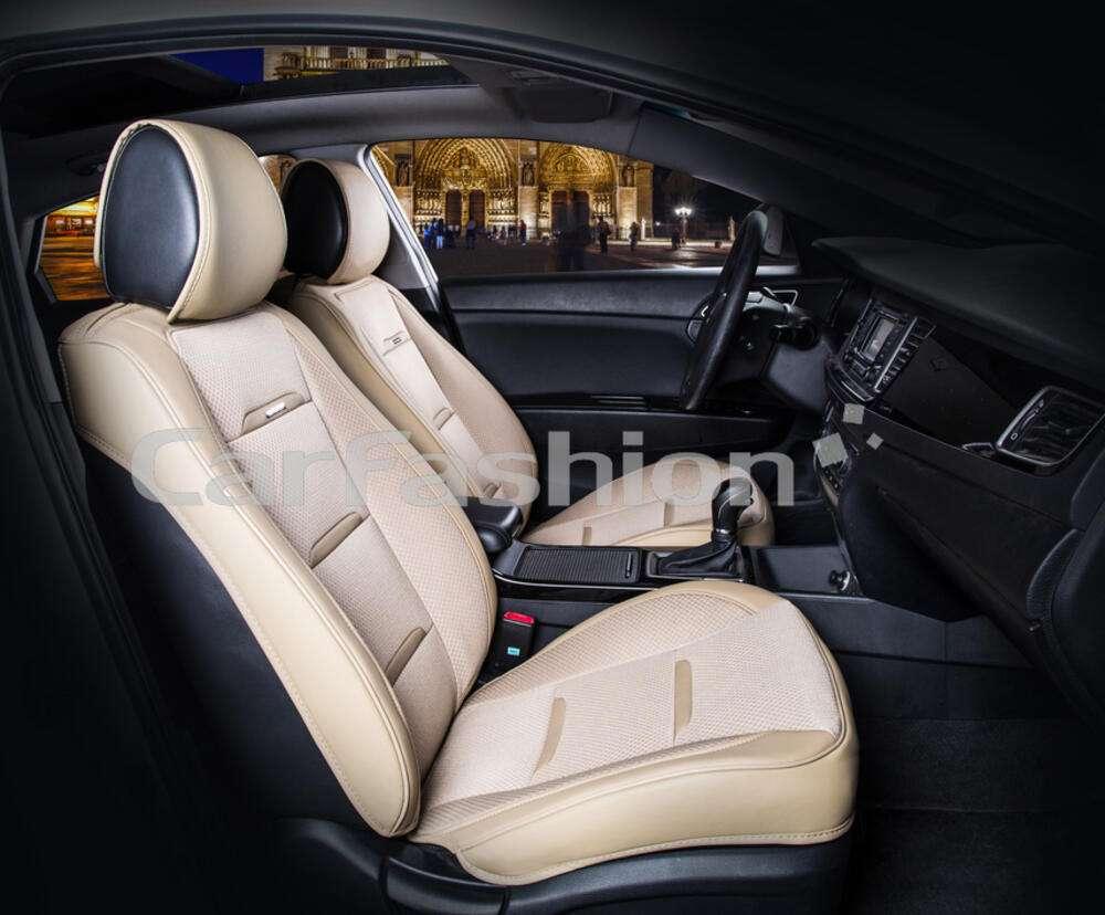 Каркасні чохли-накидки на передні сидіння CarFashion, модель BUSINESS FRONT, бежевий/бежевий, фото 1