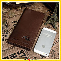 Гаманець шкіряний гаманець чоловічий вертикальний коричневий Vintage