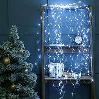 Гирлянда на рождество на елку светодиодная для дома Конский хвост 200 LED 2м 10 нитей холодный белый