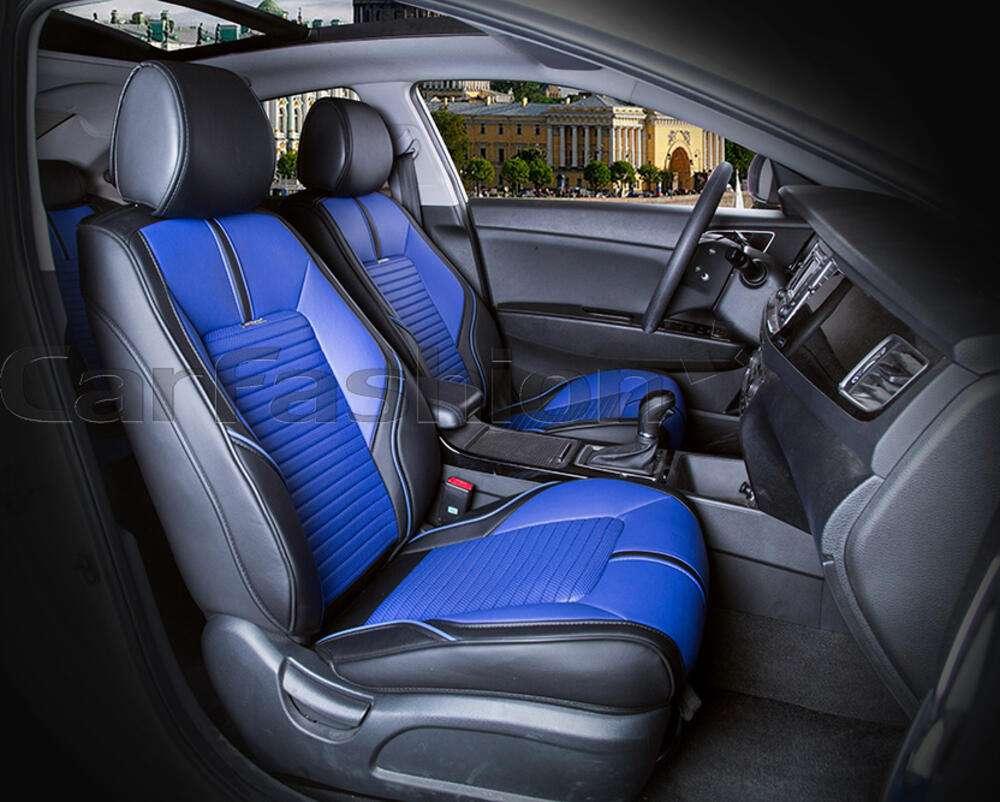 Авточохли на передні сидіння CarFashion, модель SECTOR FRONT, синій/чорний, фото 1