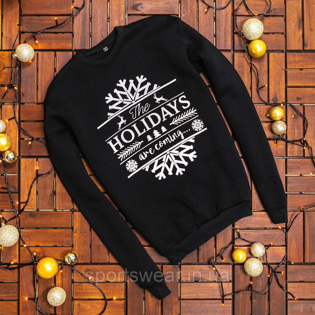 Чоловічий Батник Світшот зимовий Sweatshirt Santa з принтом Олені Санта Кофта на Новий Рік Різдво Толстовка