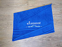 Полотенце с именной вышивкой махровое банное 70*140 синий Алексей 00023