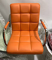 Стілець Augusto 4-GD-Base жовтогарячий шкірозамінник 1012, на квадратній золотій опорі з регулюванням висоти, фото 3