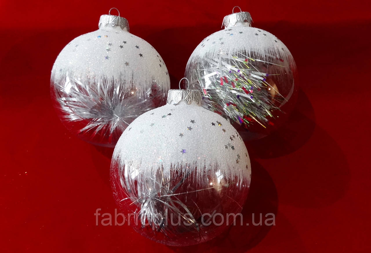 Новогодние шары с наполнением 10 см прозрачные (набор 3 шт) - фото 2 - id-p1530103733