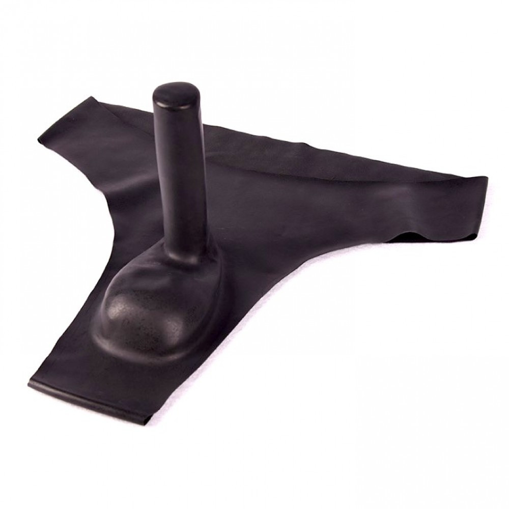 Чоловічі латексні труси з порожнистим фаллоімітатором, Чорний (обхват талії до 100 см), фото 1