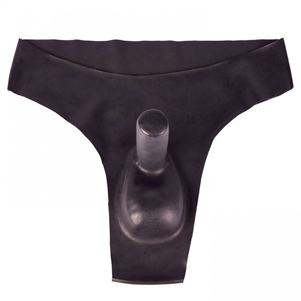 Чоловічі латексні труси з порожнистим фаллоімітатором чорні