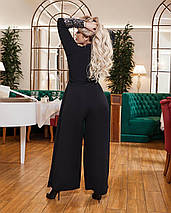 Жіночий ошатний комбінезон з широкими штанами з дайвінгу та паєтки великі розміри, фото 3