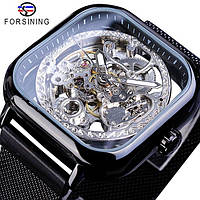 Механические часы с автоподзаводом Forsining, мужские оригинальные часы форсининг скелетон, гарантия 1 год