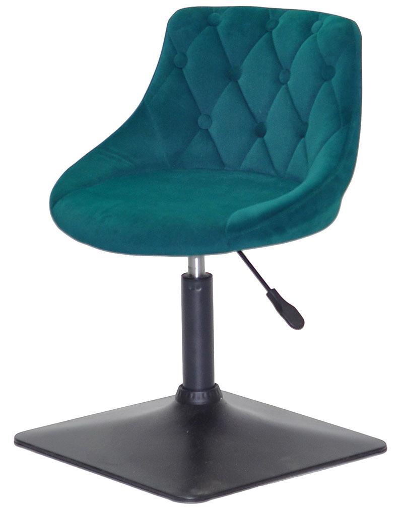 Стілець на квадратному чорному млинцеві зі спинкою в зеленому оксамиті Foro Button 4 BK-BASE, фото 1