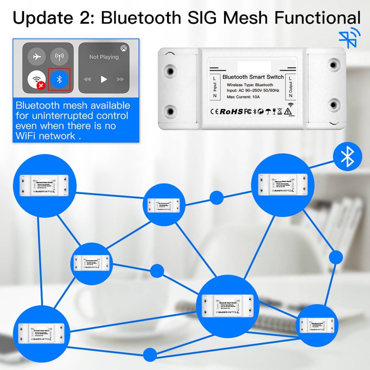 Bluetooth реле Moes Tuya Smart / Smart Life (включатель/выключатель) - фото 2 - id-p1510148672