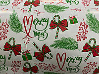 Подарочная бумага белая мелованная ТМ "LOVE & HOME" финский принт «Christmas» 0,7x 2м