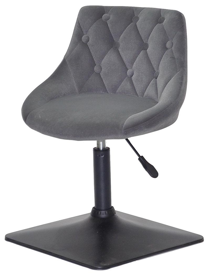 Кухонний поворотний стілець у сірому оксамиті на чорній квадратній опорі Foro Button 4 BK-BASE, фото 1