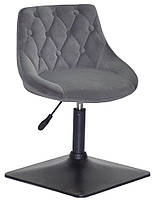Кухонний поворотний стілець у сірому оксамиті на чорній квадратній опорі Foro Button 4 BK-BASE, фото 2