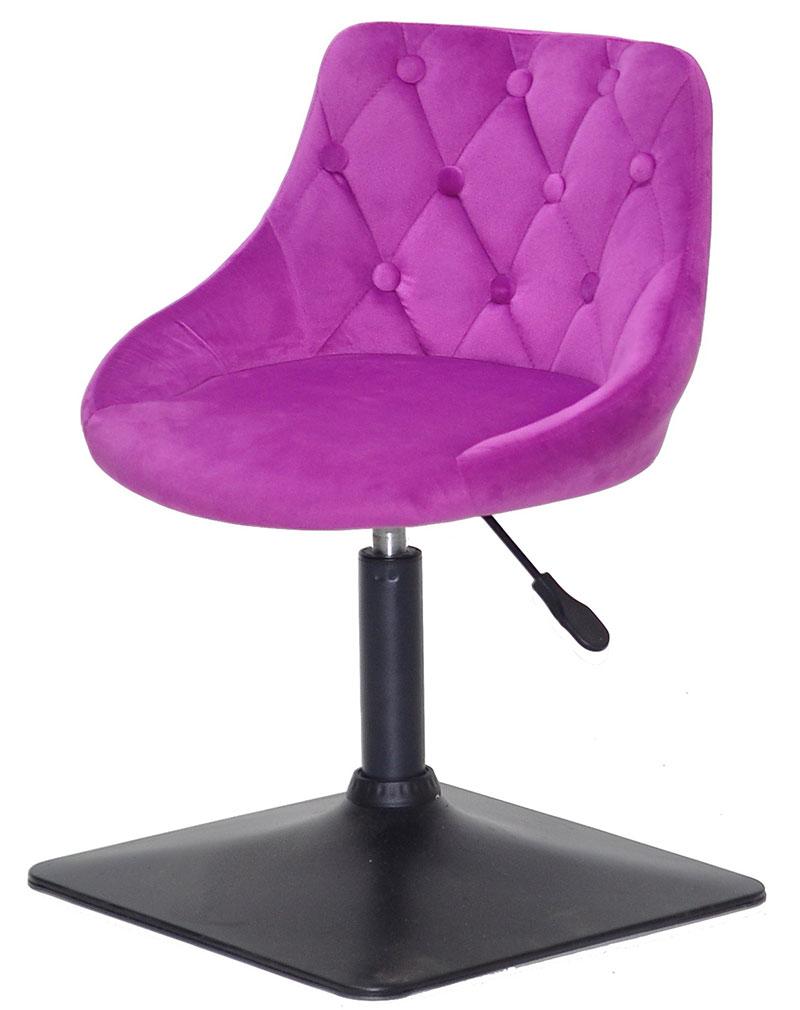 Крісло для майстра Foro Button 4 BK-BASE бузковий 1022 велюр на чорній квадратній опорі, фото 1