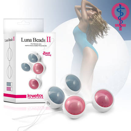 Жіночі кульки кегеля медичні з зміщеним центром LoveToy Luna Beads 2, фото 1