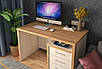 Сучасний стильний робочий комп'ютерний письмовий стіл 120 см з тумбою з шухлядами для ноутбука Кубик 2 Летро, фото 10