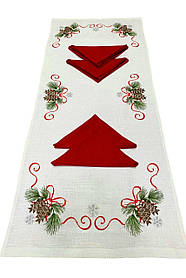 Комплект столовий "Новорічні шишки" доріжка + 4 серветки