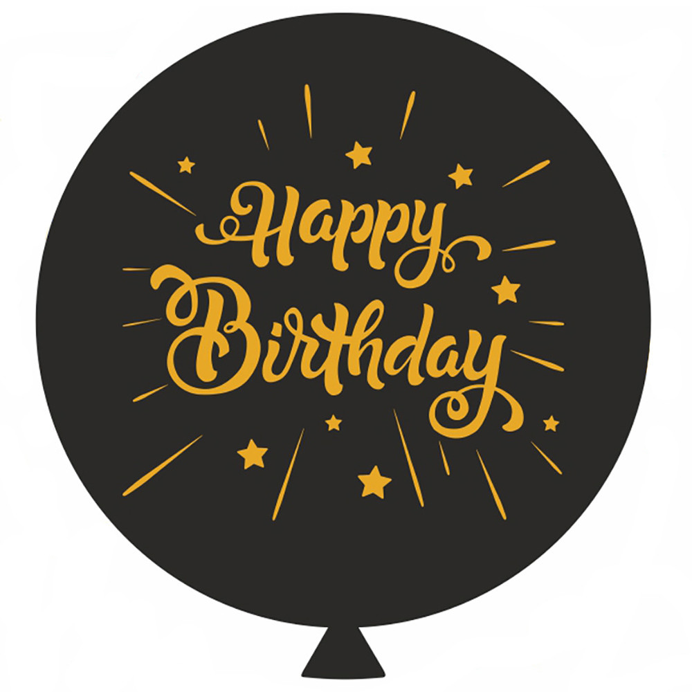 Повітряна куля 31' пастель Gemar "Happy birthday" чорний, 80 см