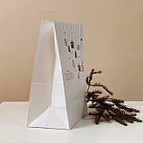 Пакети для новорічних подарунків великі з плоским дном 260*150*350 мм Білий крафт пакет новорічний, фото 5