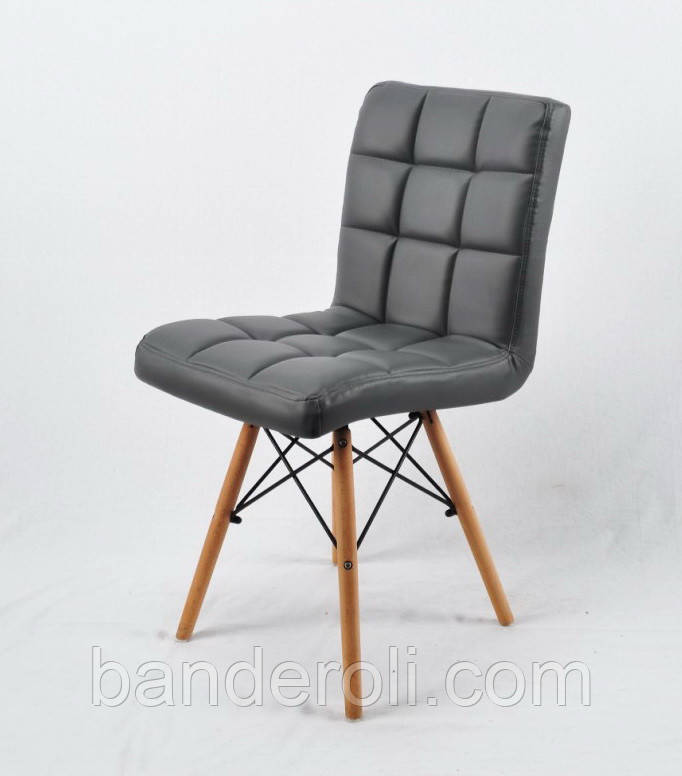 Стілець Marcus екокожа сірий 1001 на букових дерев'яних ніжках, фото 1