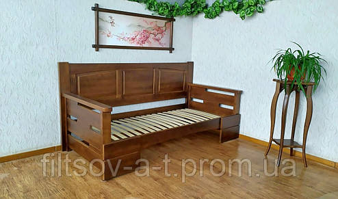 Прямий дерев'яний диван — ліжко у вітальню "Річард" 90х200 з масиву натурального дерева від виробника, фото 2