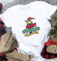 Женская новогодняя футболка "Merry Christmas and Happy New Year"
