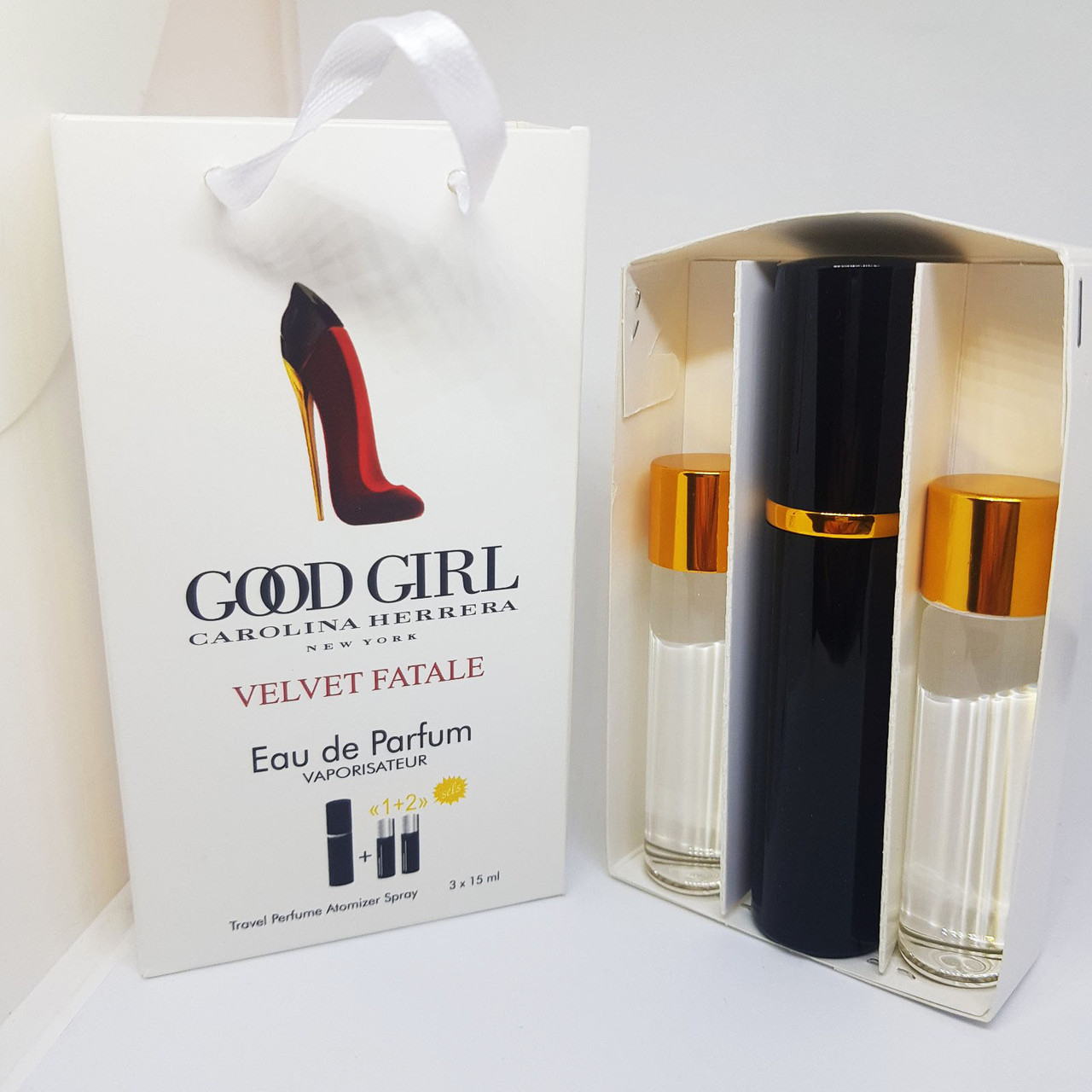 Туалетна вода в подарунковому пакованні 3 по 15 мл (45 мл) Good Girl Velvet Fatale Carolina Herrera