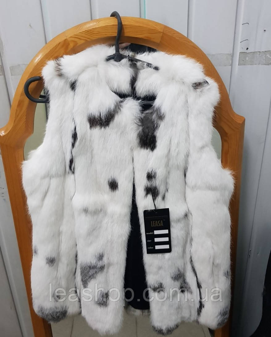 Біла жилетка з кролика, забарвлення метелик, фото 1