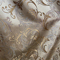 Шторна тканина жаккард, з люрексовою ниткою на метраж, бежевий колір, ширина 1.5 м (D26-17)