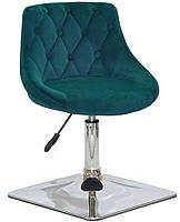 Стілець клієнта Foro Button 4 CH-BASE зелений 1003 велюр на хромованій квадратній опорі, фото 6