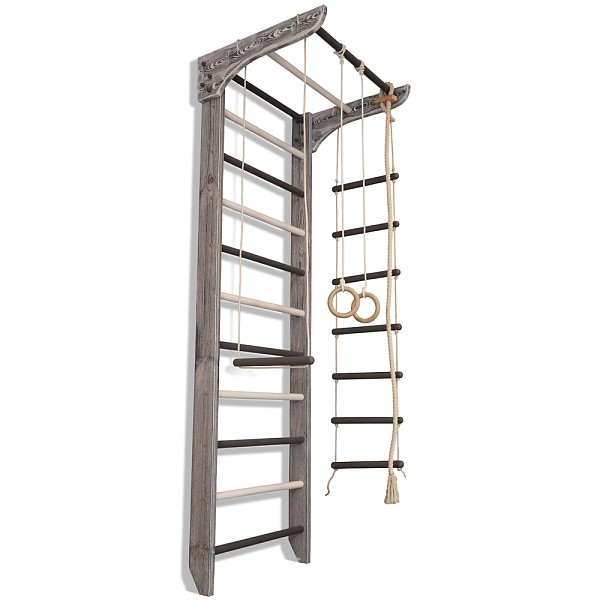 Спортивный уголок Kinder Loft & White 2-220 дерево сосна Серый+Белый, 80х220 см (ТМ SportBaby)