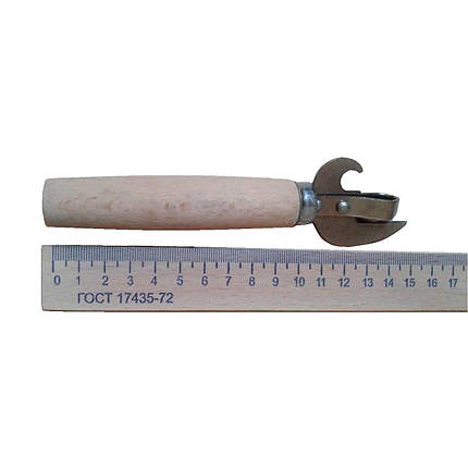 Відкривачка консервний ніж з дерев'яною ручкою для банок та пляшок, фото 3