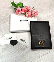 Шкіряна обкладинка для паспорта Pinko Пінко в кольорах, шкіряні аксесуари, обкладинка для документів Чорний