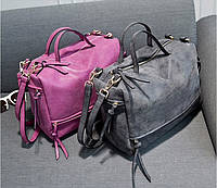 Женская сумка из мягкой эко кожи кросс боди через плечо на коротких ручках (розовый цвет)