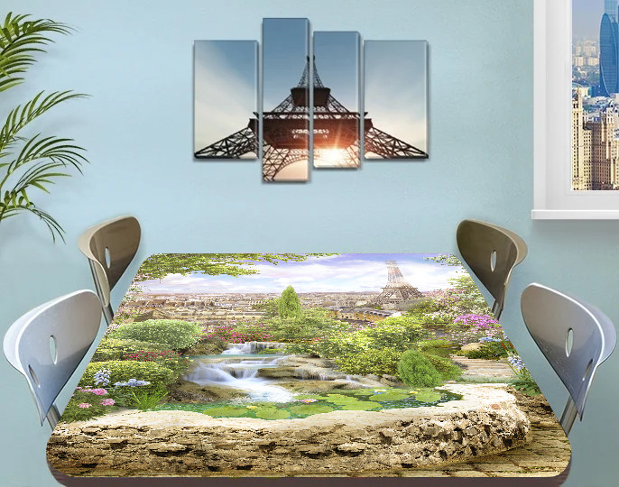 Вінілова наклейка на стіл Ейфелева вежа, 60 х 100 см