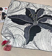 Женский весенний шелковый платок с большим цветком 90х90 Турция