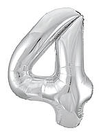 Фольгована цифра Agura "4" Slim срібло в упаковці Агура