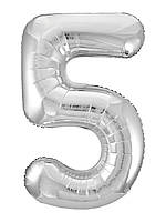 Фольгована цифра Agura "5" Slim срібло в упаковці Агура