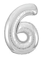 Фольгована цифра Agura "6" Slim срібло в упаковці Агура
