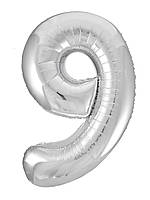 Фольгована цифра Agura "9" Slim срібло в упаковці Агура