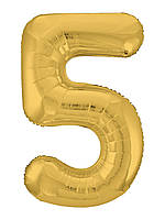 Фольгована цифра Agura "5" Slim золото в упаковці Агура