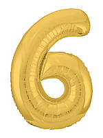 Фольгована цифра Agura "6" Slim золото в упаковці Агура