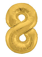 Фольгована цифра Agura "8" Slim золото в упаковці Агура