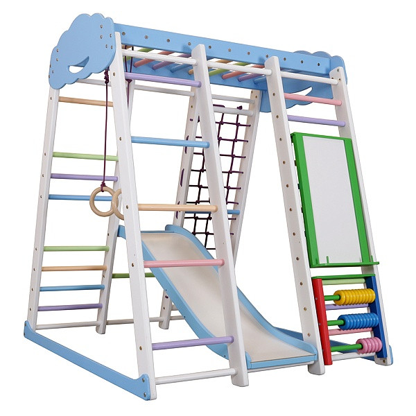 Дитячий спортивний куточок Акварелька Sky Plus 7 дерево сосна,бук Кольоровий, 132х124х150 см (ТМ SportBaby)