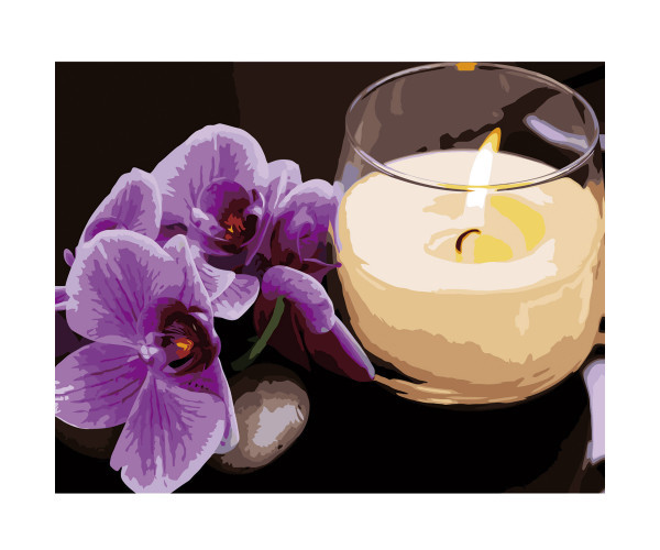 Картина за номерами VA-2666 «Орхідея зі свічкою», 40х50 см