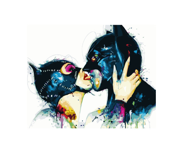 Картина за номерами VA-3017 «Жінка-кішка і Бетмен», 40х50 см