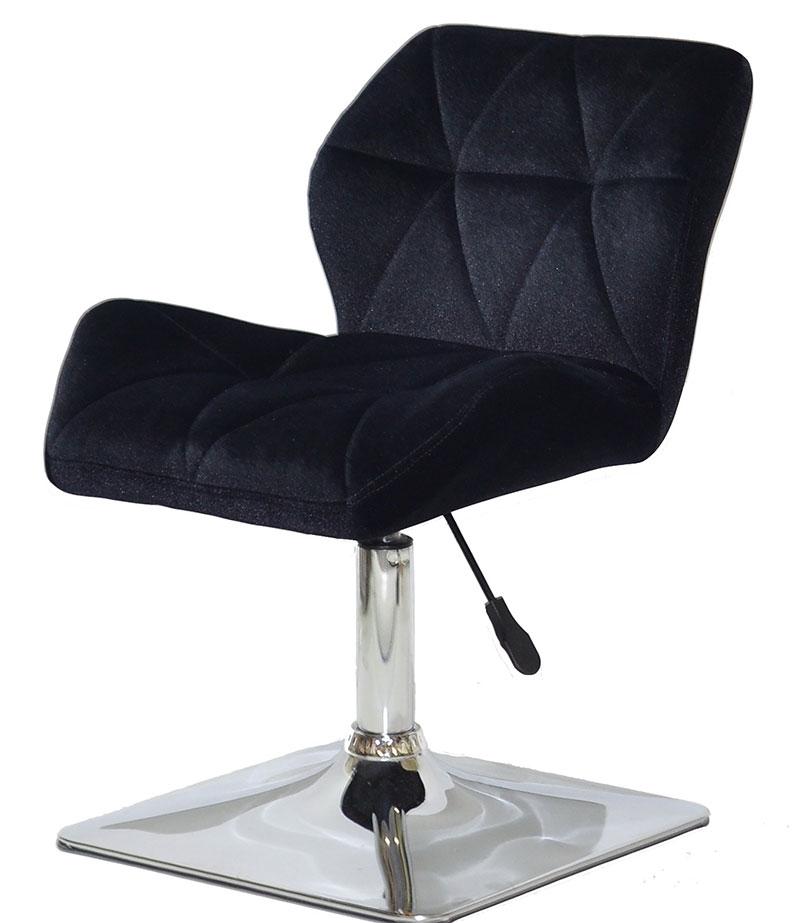 Поворотний стілець Paris 4 CH-BASE чорний 1011 велюр, на квадратній хромованій опорі, фото 1